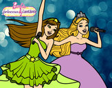Dibujo Barbie y la princesa cantando pintado por aerenlove