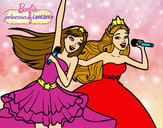 Dibujo Barbie y la princesa cantando pintado por Ayako
