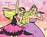 Dibujo Barbie y la princesa cantando pintado por daphnesita