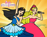 Dibujo Barbie y la princesa cantando pintado por KARQI