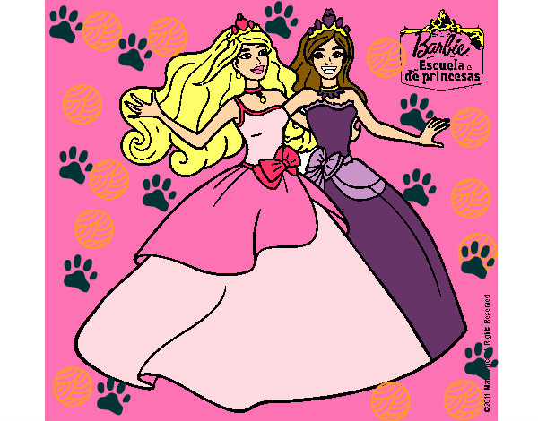 Dibujo Barbie y su amiga súper felices pintado por linda2272