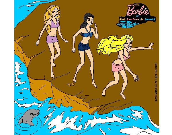 Dibujo Barbie y sus amigas en la playa pintado por KARQI