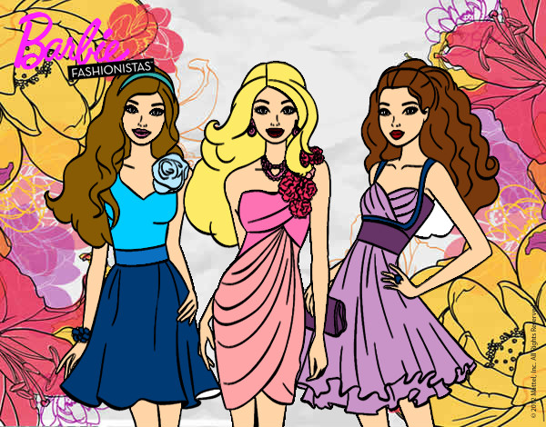 Dibujo Barbie y sus amigas vestidas de fiesta pintado por linda2272
