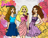Dibujo Barbie y sus amigas vestidas de fiesta pintado por linda2272