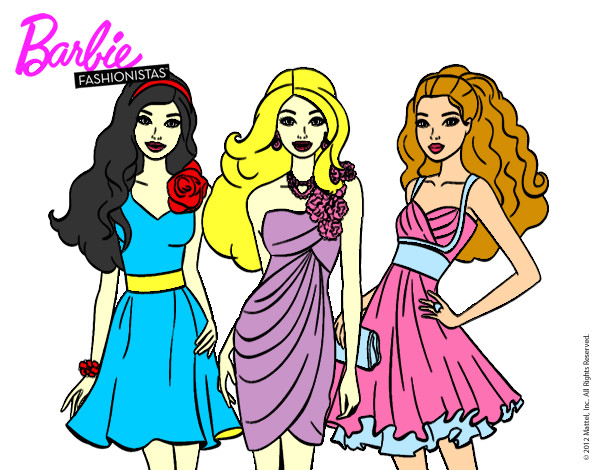 Dibujo Barbie y sus amigas vestidas de fiesta pintado por marta02