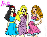 Dibujo Barbie y sus amigas vestidas de fiesta pintado por marta02