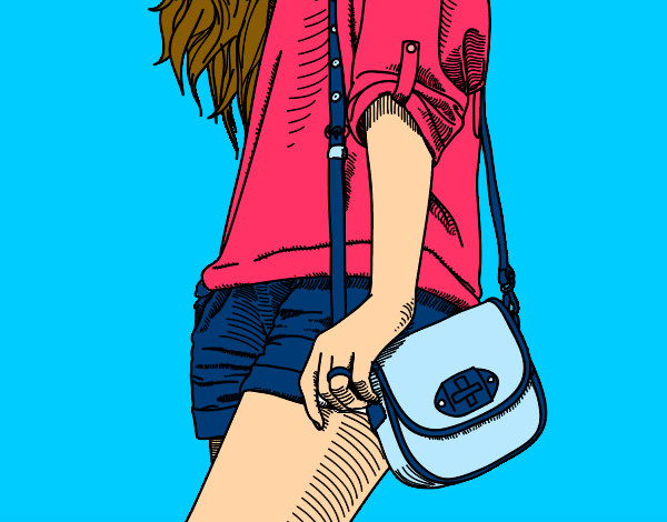 Dibujo Chica con bolso pintado por Alefeji