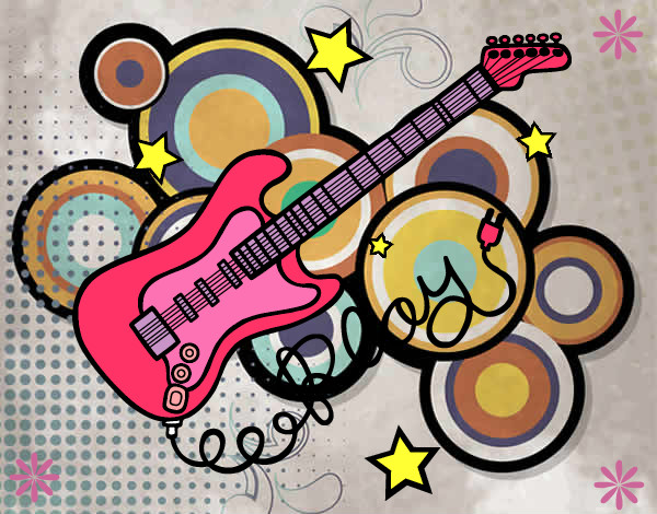 Dibujo Guitarra y estrellas pintado por belieber11
