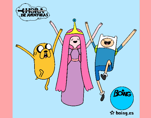 Dibujo Jake, Princesa Chicle y Finn pintado por LaGotika
