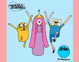Dibujo Jake, Princesa Chicle y Finn pintado por LaGotika