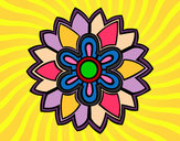 Dibujo Mándala con forma de flor weiss pintado por scotti