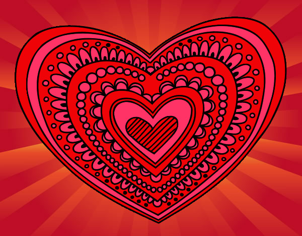 Dibujo Mandala corazón pintado por Alefeji
