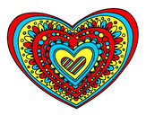 Dibujo Mandala corazón pintado por kariett