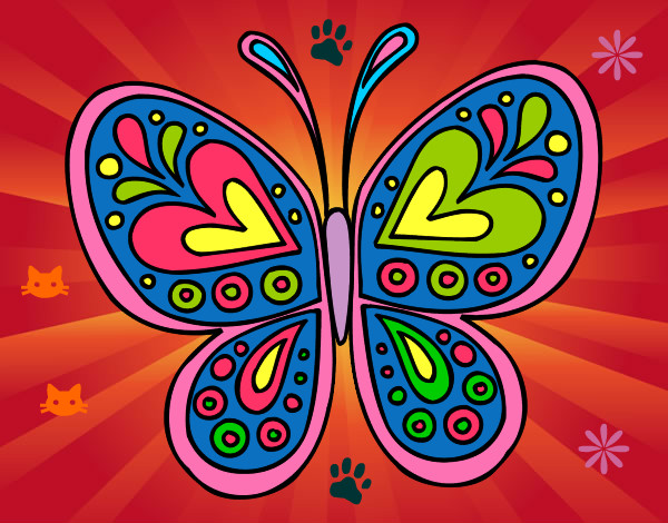 Dibujo Mandala mariposa pintado por sara2002