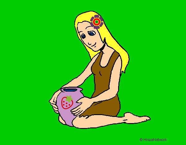 Dibujo Mujer y jarrón pintado por marta02