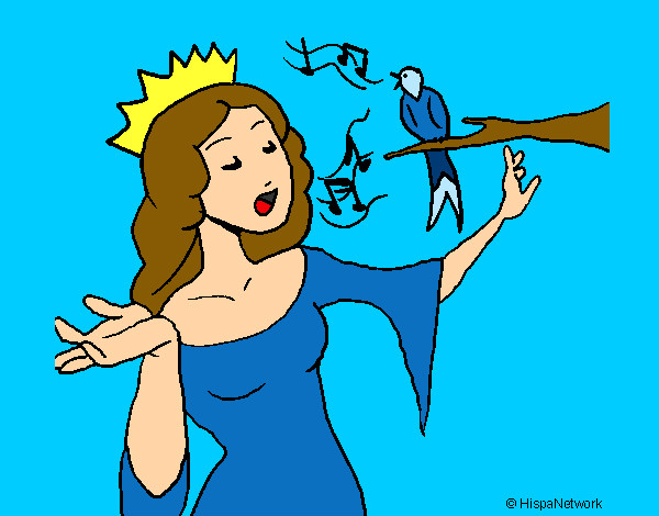 Dibujo Princesa cantando pintado por maravilla