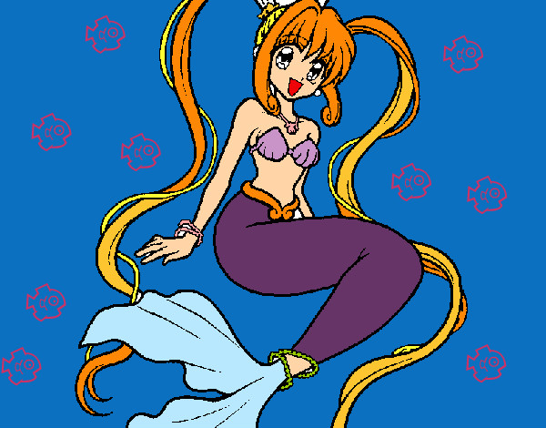 Dibujo Sirena con perlas pintado por milena11