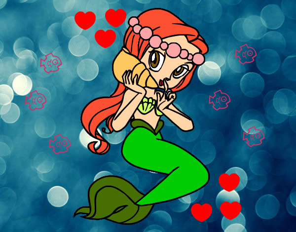 Dibujo Sirena con una caracola pintado por isabelitta
