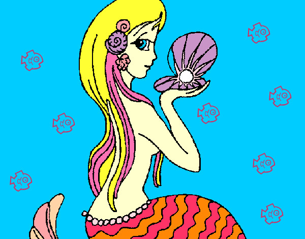 Dibujo Sirena y perla pintado por maxita