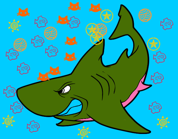 Dibujo Tiburón enfadado pintado por Tenochreye
