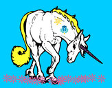 Dibujo Unicornio bravo pintado por perro