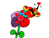 Dibujo Abeja y flor pintado por larirose