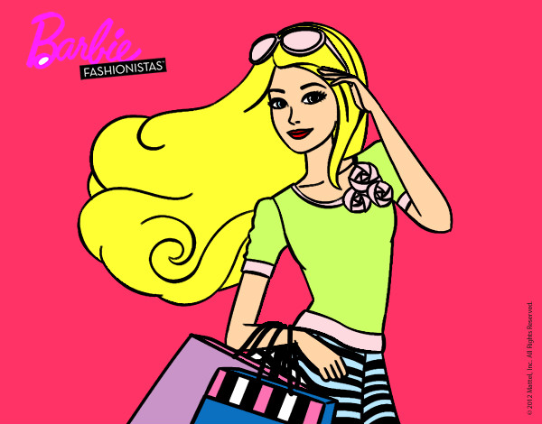 Dibujo Barbie con bolsas pintado por rociogb
