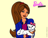 Dibujo Barbie con su linda gatita pintado por kika345