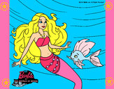 Dibujo Barbie sirena con su amiga pez pintado por silver022