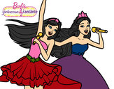 Dibujo Barbie y la princesa cantando pintado por diane 