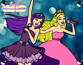 Dibujo Barbie y la princesa cantando pintado por HANANEEL 