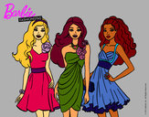 Dibujo Barbie y sus amigas vestidas de fiesta pintado por mmlife
