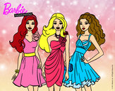 Dibujo Barbie y sus amigas vestidas de fiesta pintado por silver022