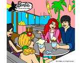 Dibujo Barbie y sus amigos en la heladería pintado por Jossie