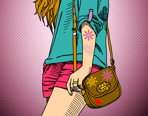 Dibujo Chica con bolso pintado por brittzahig