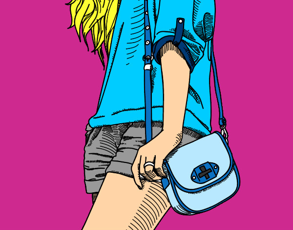 Dibujo Chica con bolso pintado por Flor_121