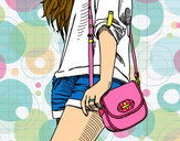 Dibujo Chica con bolso pintado por vicengol