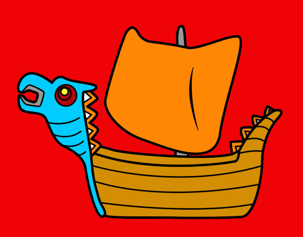 Dibujo Drakken, barco vikingo pintado por javielele