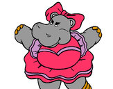Dibujo Hipopótama con lazo pintado por princesatr