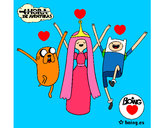 Dibujo Jake, Princesa Chicle y Finn pintado por nachatop