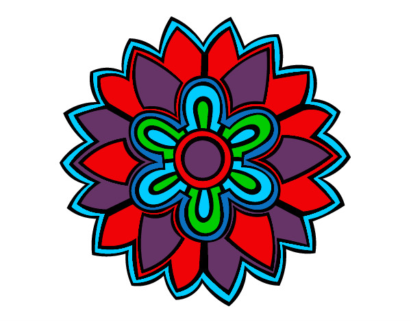 Dibujo Mándala con forma de flor weiss pintado por vapadica02