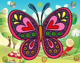 Dibujo Mandala mariposa pintado por ROBEASIBAI