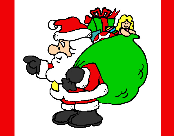 Dibujo Papa Noel con el saco de regalos 1 pintado por erik8