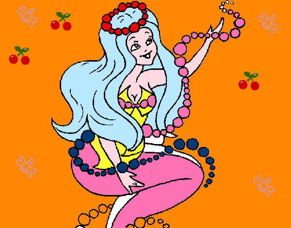 Dibujo Sirena entre burbujas pintado por nayela