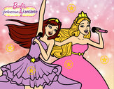 Dibujo Barbie y la princesa cantando pintado por crislove