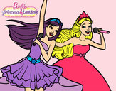 Dibujo Barbie y la princesa cantando pintado por Martina100