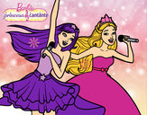 Dibujo Barbie y la princesa cantando pintado por musa1