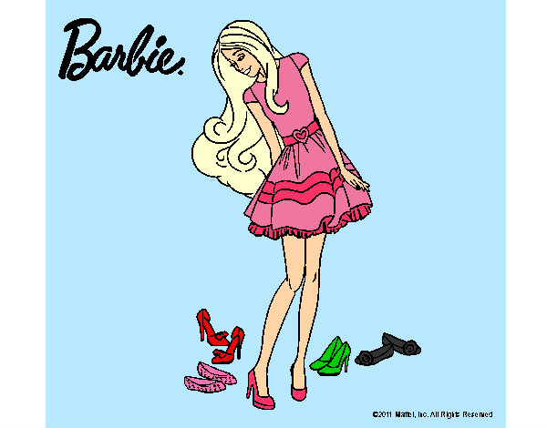 Barbie eligiendo zapatos