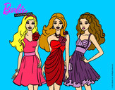 Dibujo Barbie y sus amigas vestidas de fiesta pintado por AMAPOLAS