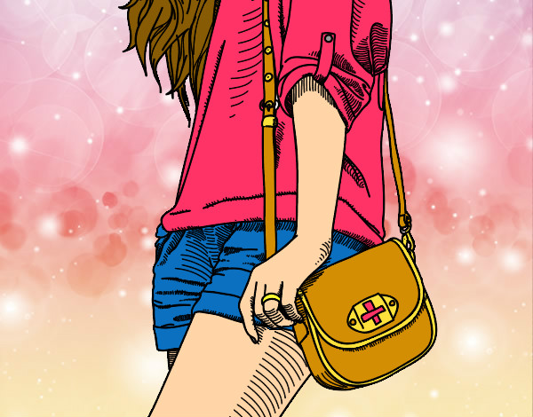Dibujo Chica con bolso pintado por NatyXD